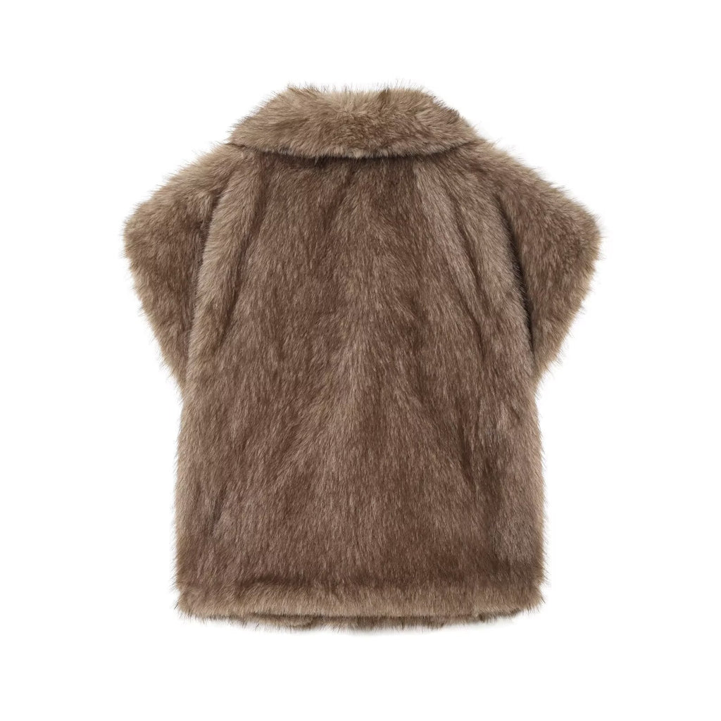 Josephine | Brown Faux Fur Lapel Waistcoat