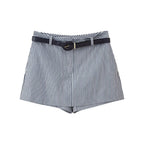 Zara | High-Waist Vertical Stripe Tailored Shorts with Belt