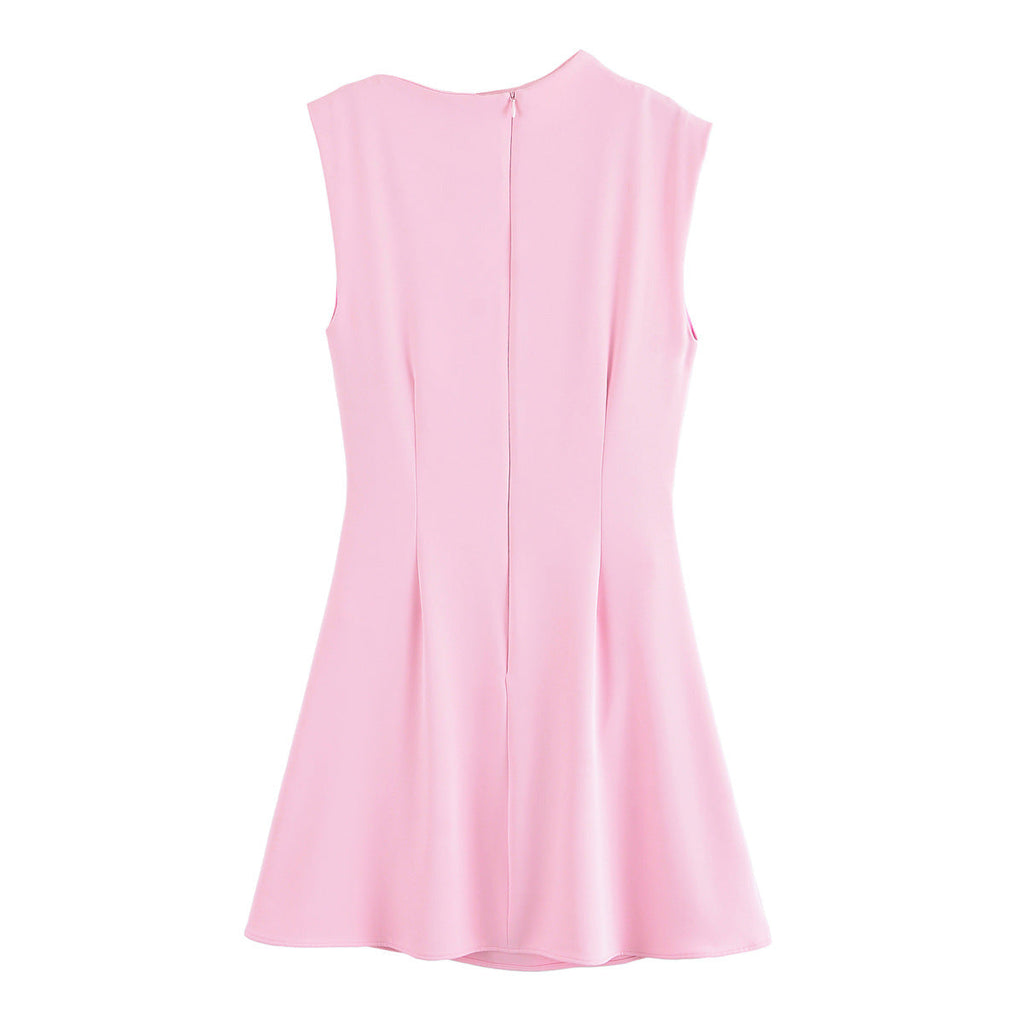 Verity | Asymmetric Draped Neck Wide Strap Side Ruching Satin A-Line Mini Dress