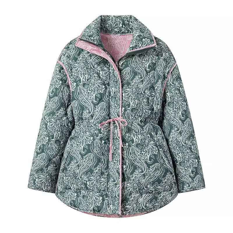 Aria | Reversible Paisley Quilted Puffer Jacket
