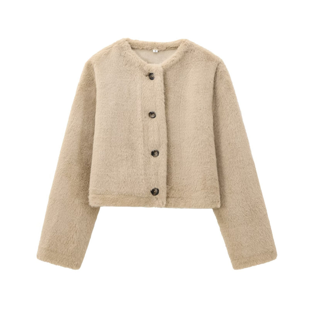 Orla | Cropped Faux Fur Button-Down Jacket