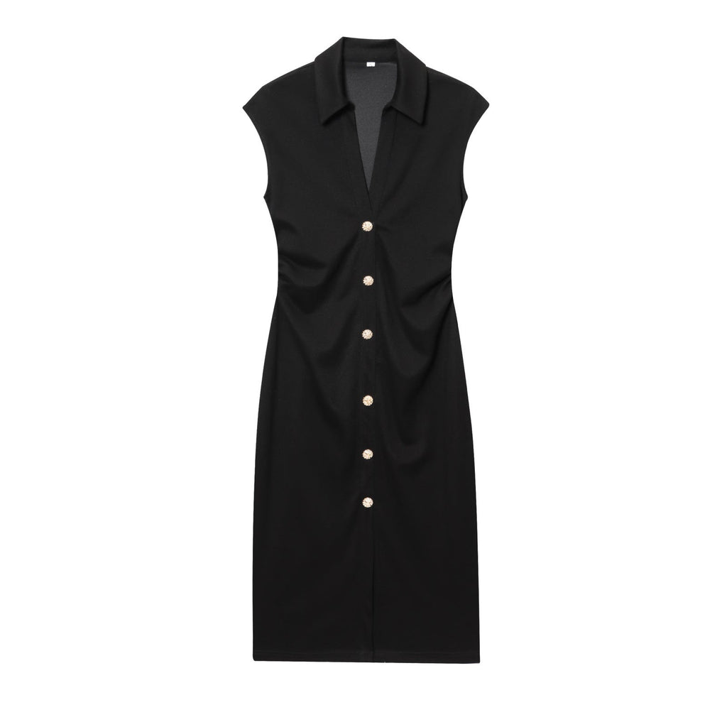 Astrid | Collared Button Front Ruched Shirt Midi Dress