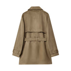 Aria | Cropped Faux Suede Trench Coat