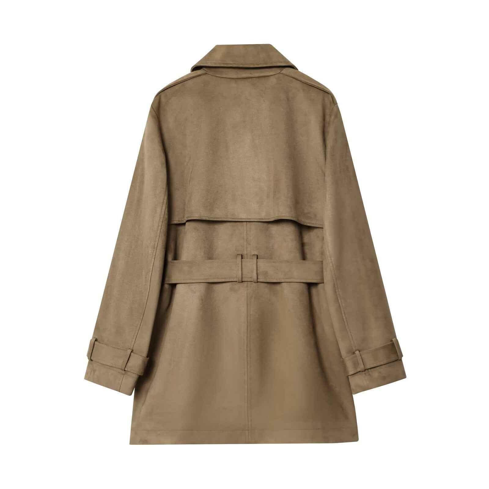 Aria | Cropped Faux Suede Trench Coat