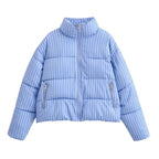 Alice | Pinstripe Cropped Puffer Jacket