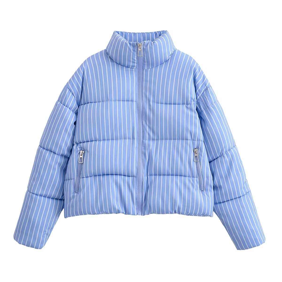 Alice | Pinstripe Cropped Puffer Jacket