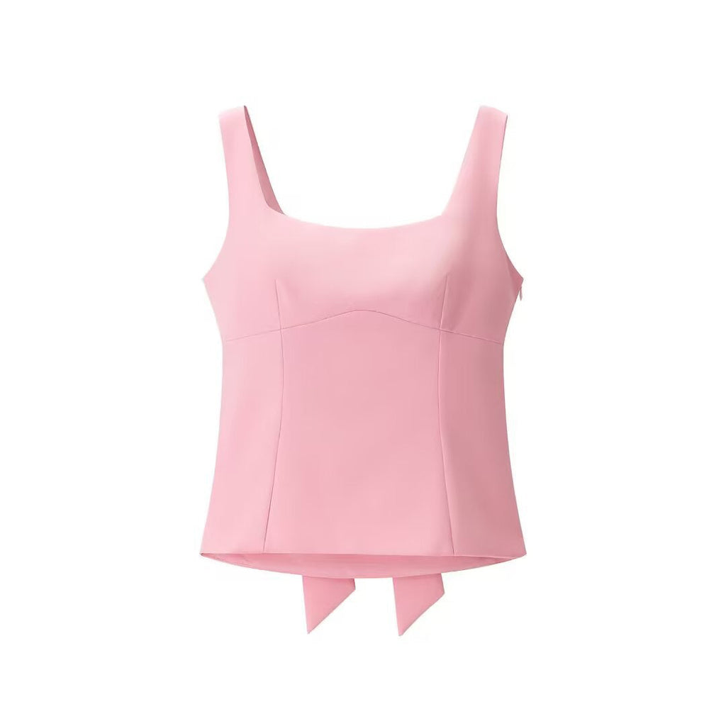 Cressida | Square Neck Bow Detail Fitted Top