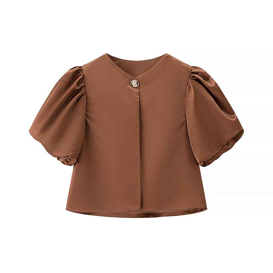 Tamara | Puff Sleeve Satin Blouse