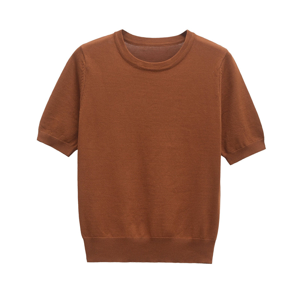 Tilly | Crew Neck Short Sleeve Ribbed Premium Knit Top