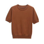 Tilly | Crew Neck Short Sleeve Ribbed Premium Knit Top