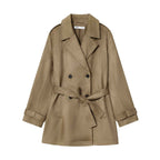 Aria | Cropped Faux Suede Trench Coat