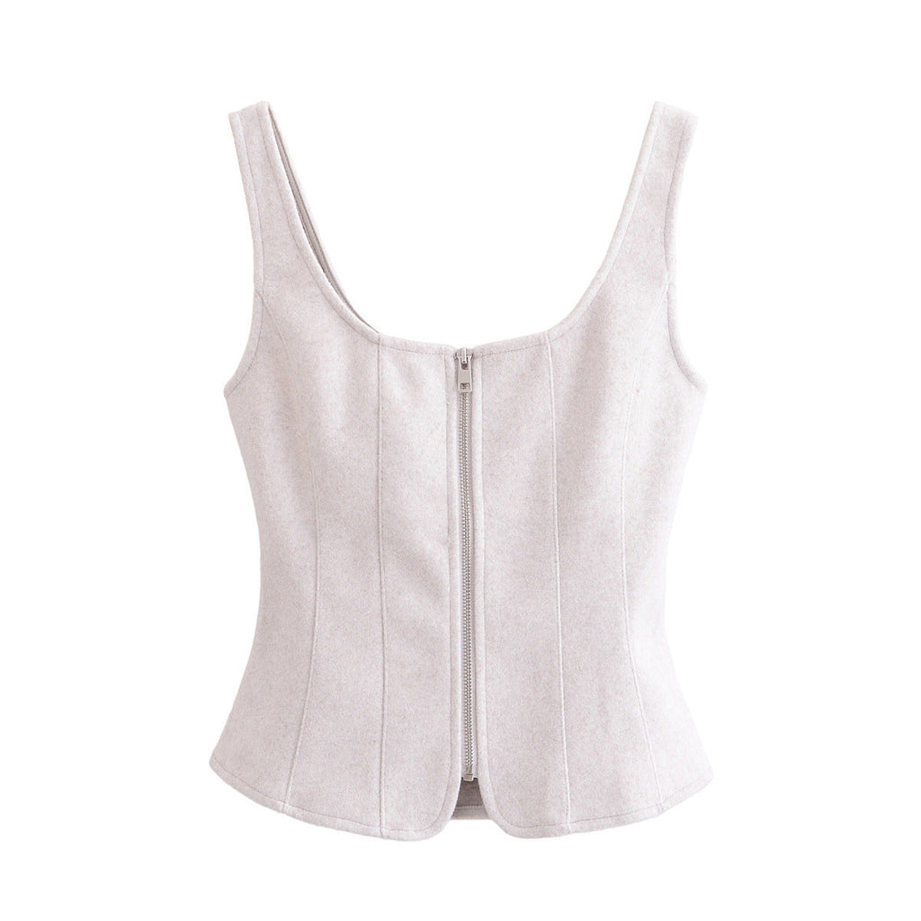Celeste | Zip-Up Square Neck Corset Crop Top