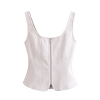 Celeste | Zip-Up Square Neck Corset Crop Top