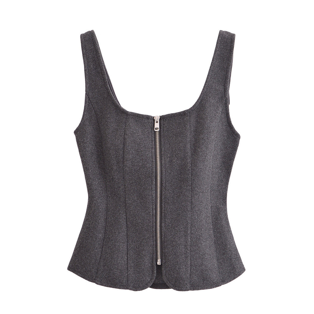 Celeste | Zip-Up Square Neck Corset Crop Top