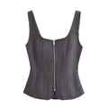 Celeste | Zip-Up Square Neck Corset Crop Top