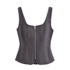 Celeste | Zip-Up Square Neck Corset Crop Top