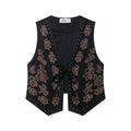 Pippa | Embroidered Tie-Front Suede Waistcoat