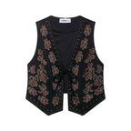 Pippa | Embroidered Tie-Front Suede Waistcoat