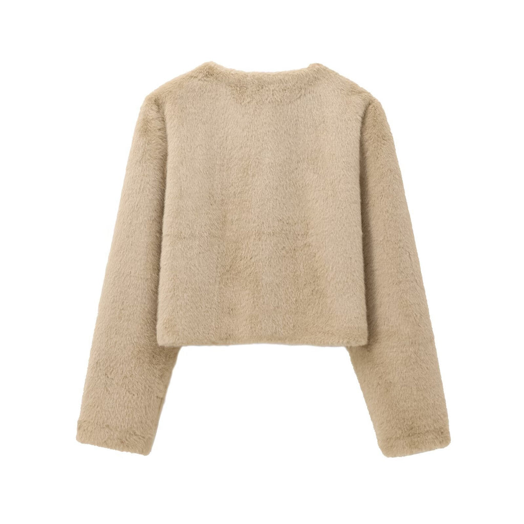Orla | Cropped Faux Fur Button-Down Jacket