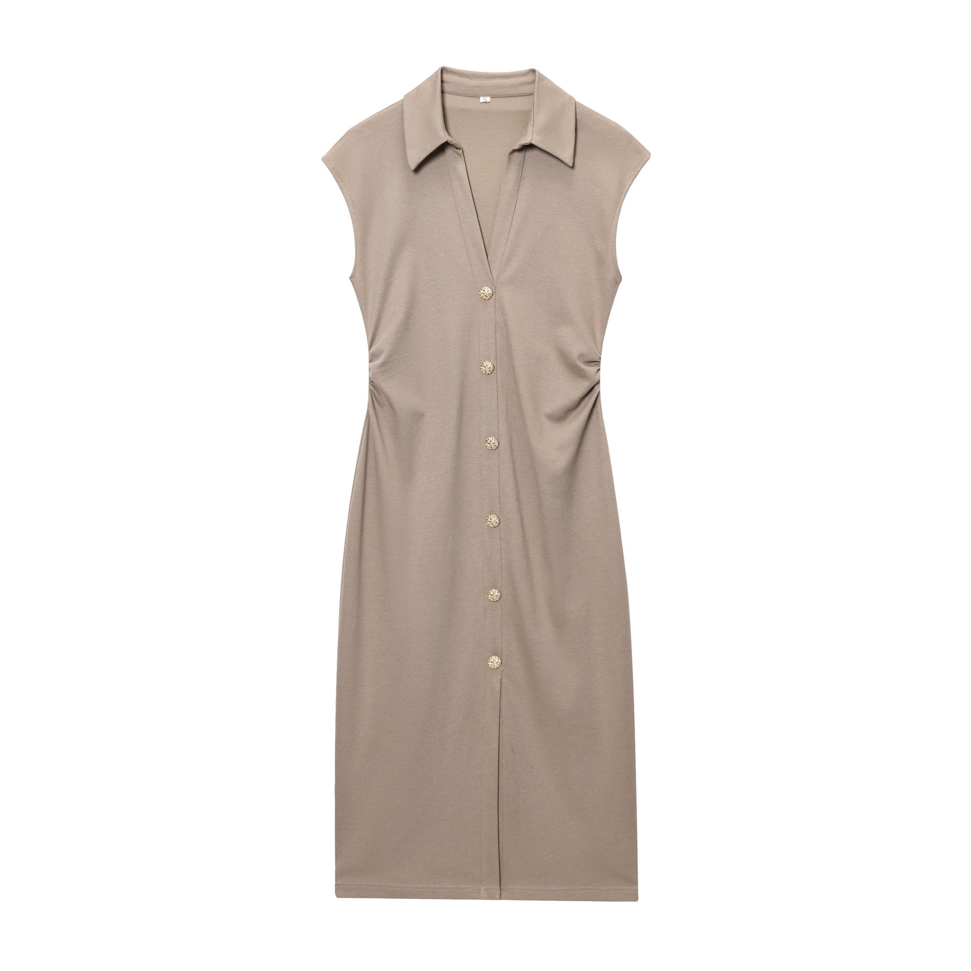Astrid | Collared Button Front Ruched Shirt Midi Dress