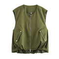 Hannah | Cropped Utility Zip Vest