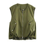 Hannah | Cropped Utility Zip Vest