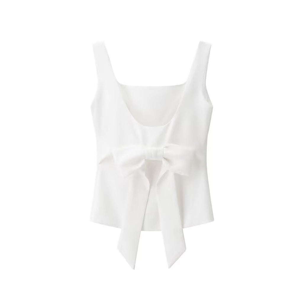 Cressida | Square Neck Bow Detail Fitted Top