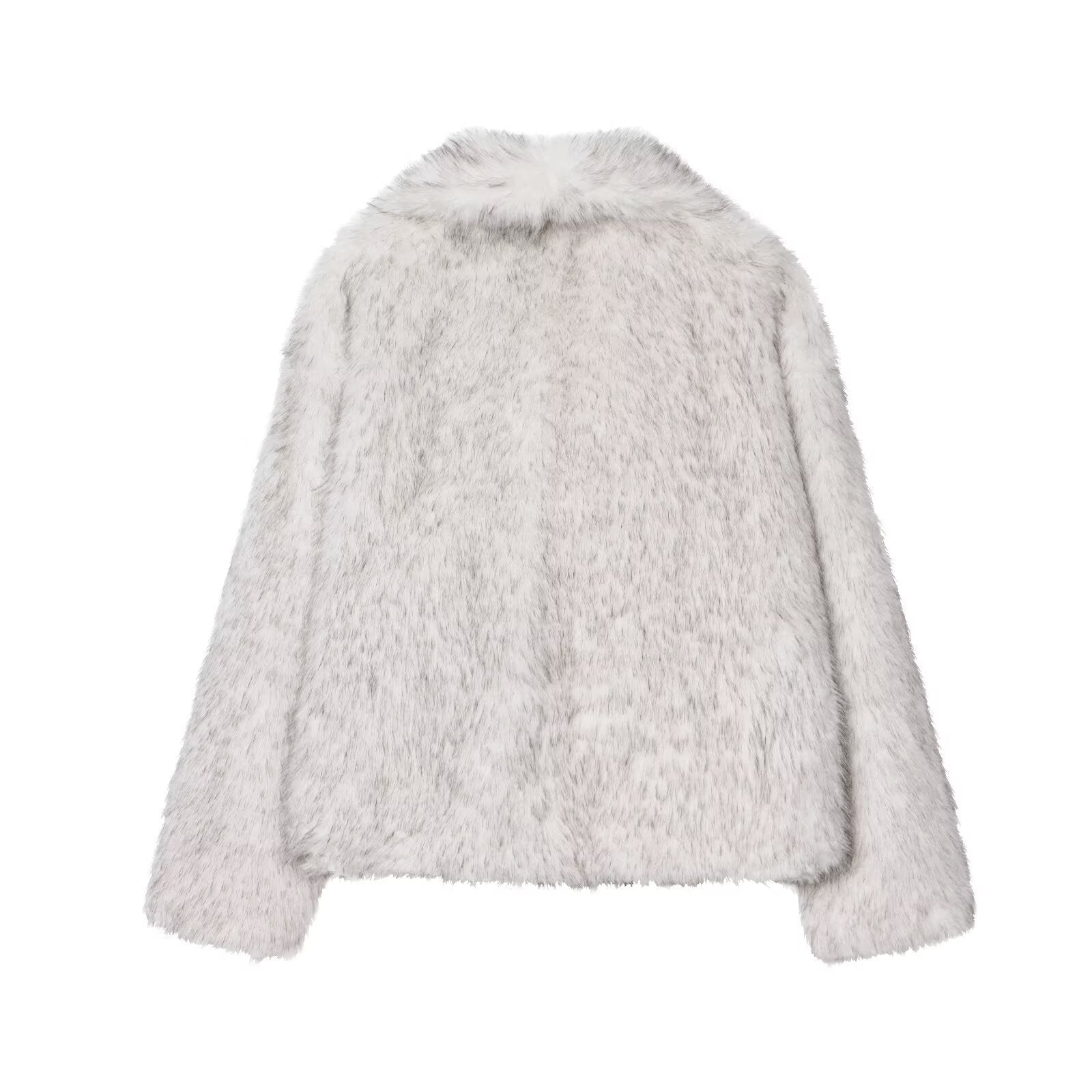 Lois | Grey Faux Fur Shawl Collar Jacket