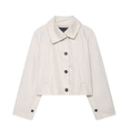 Lily | Cream Cropped Button-Front Jacket