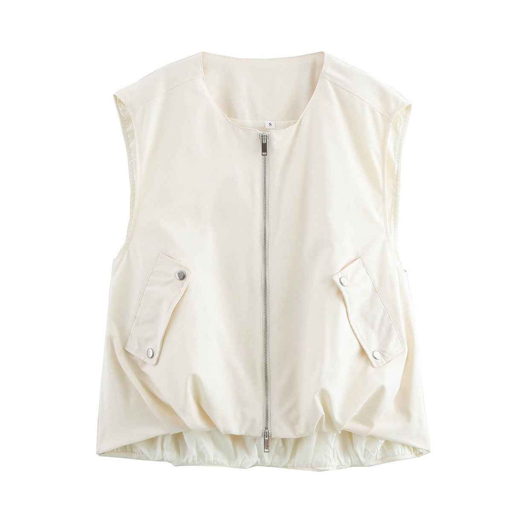 Hannah | Cropped Utility Zip Vest