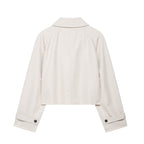 Lily | Cream Cropped Button-Front Jacket