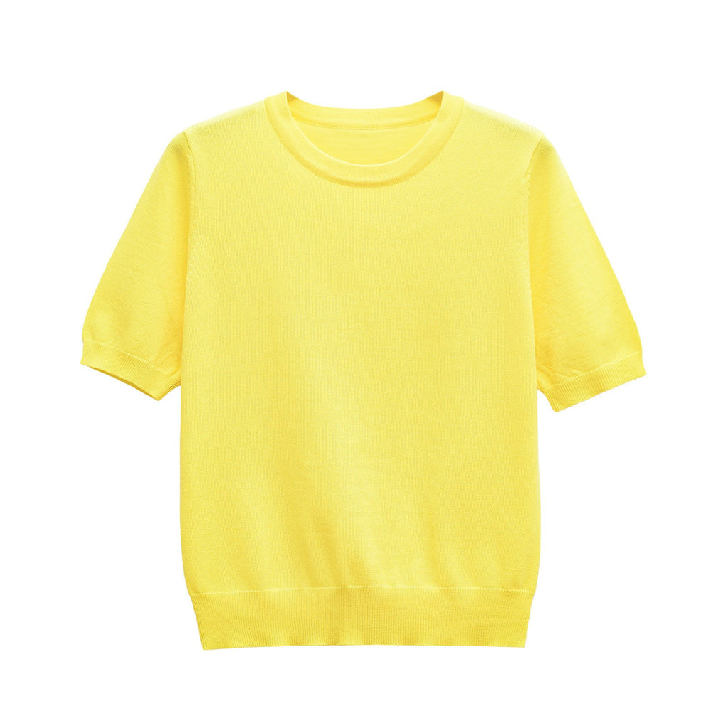Tilly | Crew Neck Short Sleeve Ribbed Premium Knit Top