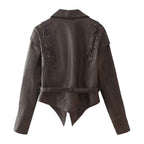 Emilia | Faux Leather Shawl Collar Jacket