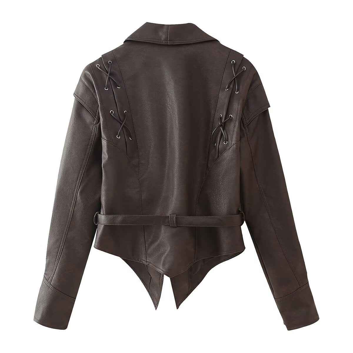 Emilia | Faux Leather Shawl Collar Jacket