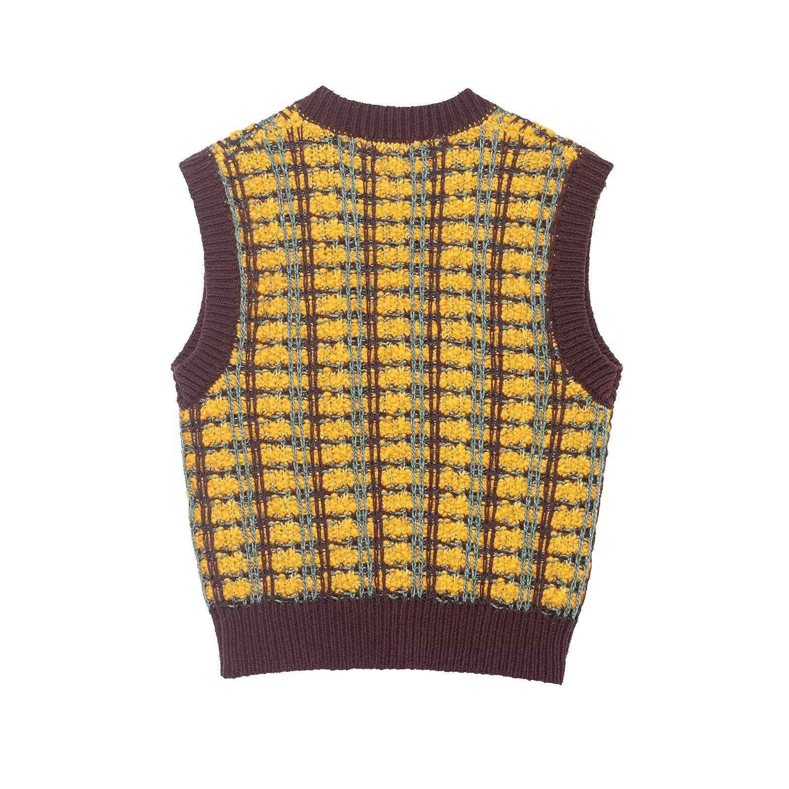 Louisa | Plaid Pattern Knit Vest