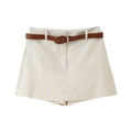 Zara | High-Waist Vertical Stripe Tailored Shorts with Belt
