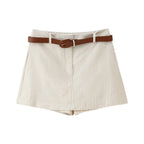 Zara | High-Waist Vertical Stripe Tailored Shorts with Belt