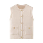 Hattie | Pocket-Detail Button-Front Knit Vest