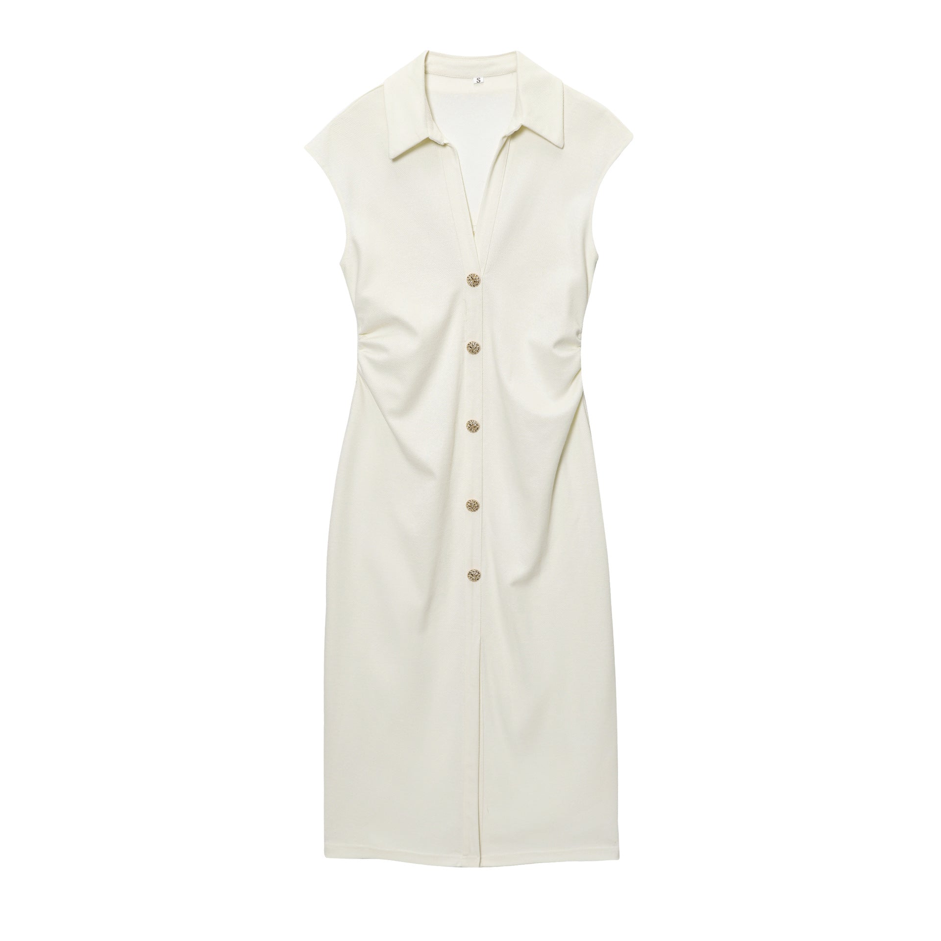 Astrid | Collared Button Front Ruched Shirt Midi Dress