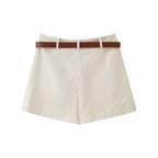 Zara | High-Waist Vertical Stripe Tailored Shorts with Belt
