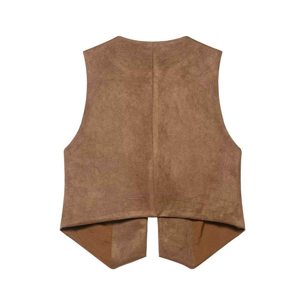 Pippa | Embroidered Tie-Front Suede Waistcoat