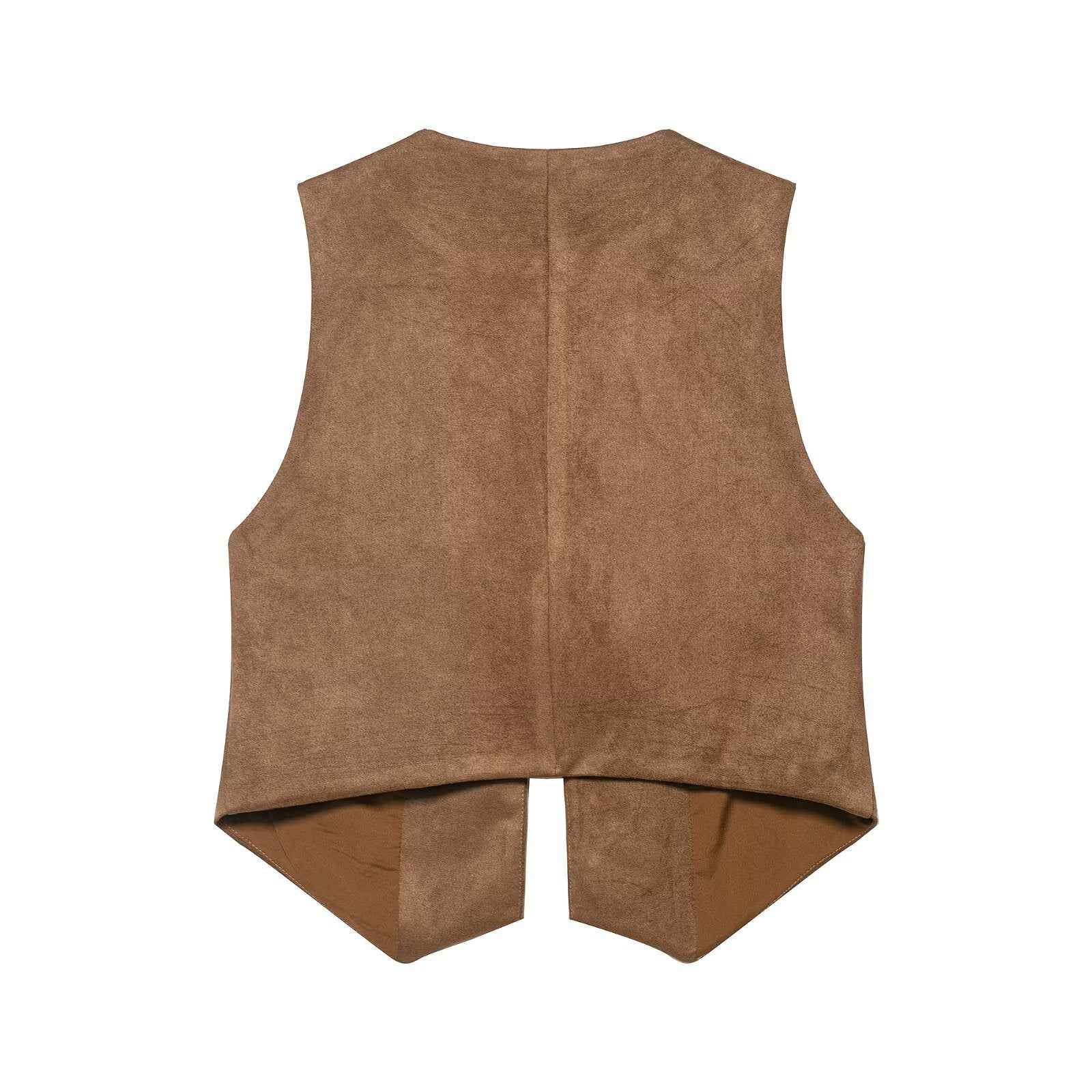 Pippa | Embroidered Tie-Front Suede Waistcoat