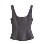 Celeste | Zip-Up Square Neck Corset Crop Top