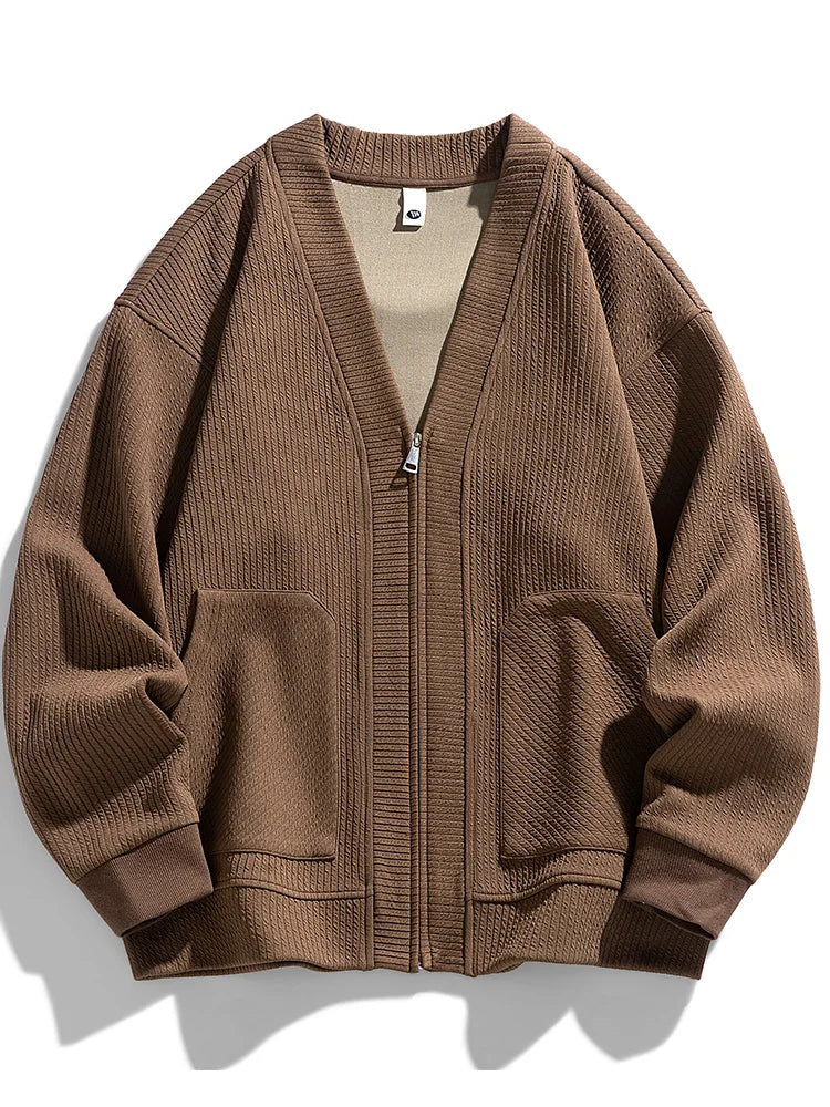 Men’s Winter Zip Cardigan – Stretch Knit Comfort Layer