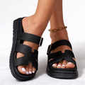Ladies Comfortable Slip-On Sandals - Thick Sole Adjustable Summer Shoes