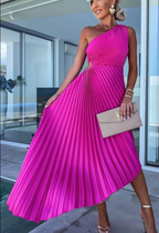 Halisa | One Shoulder Pleated Summer Cocktail Dress