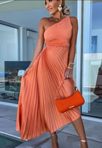 Halisa | One Shoulder Pleated Summer Cocktail Dress