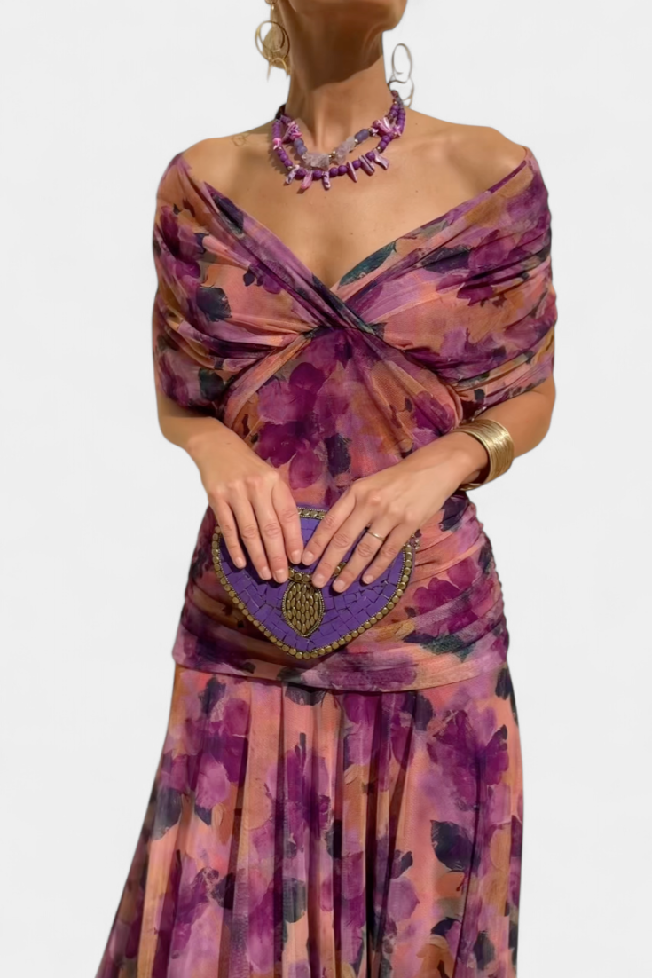 Women's Floral Print Maxi Elegant Dress