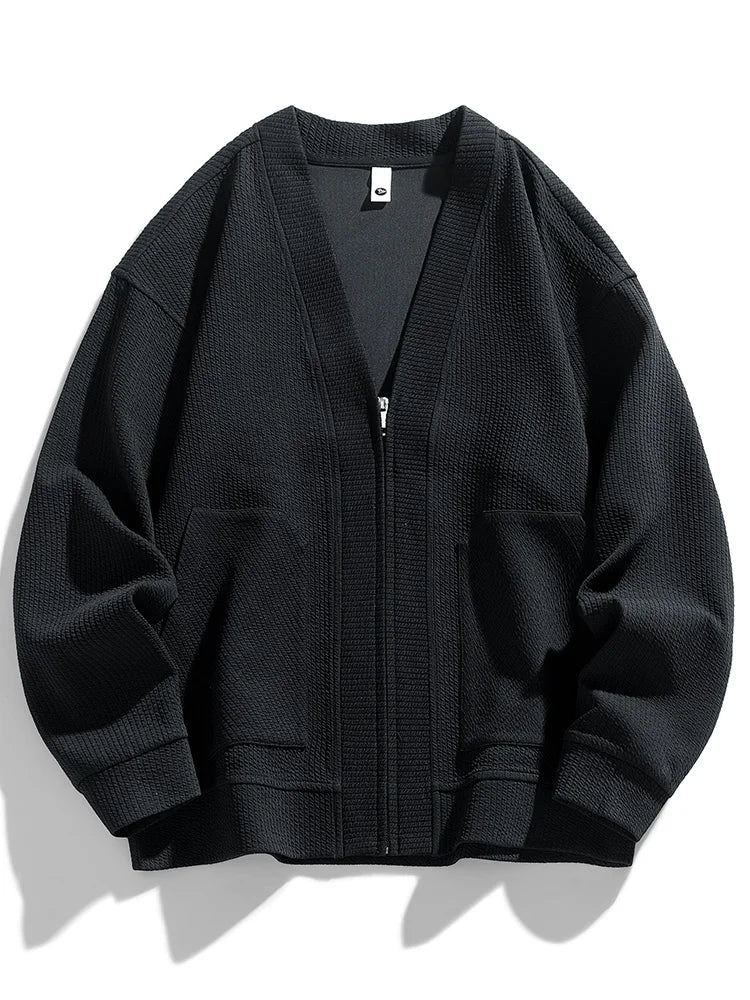 Men’s Winter Zip Cardigan – Stretch Knit Comfort Layer