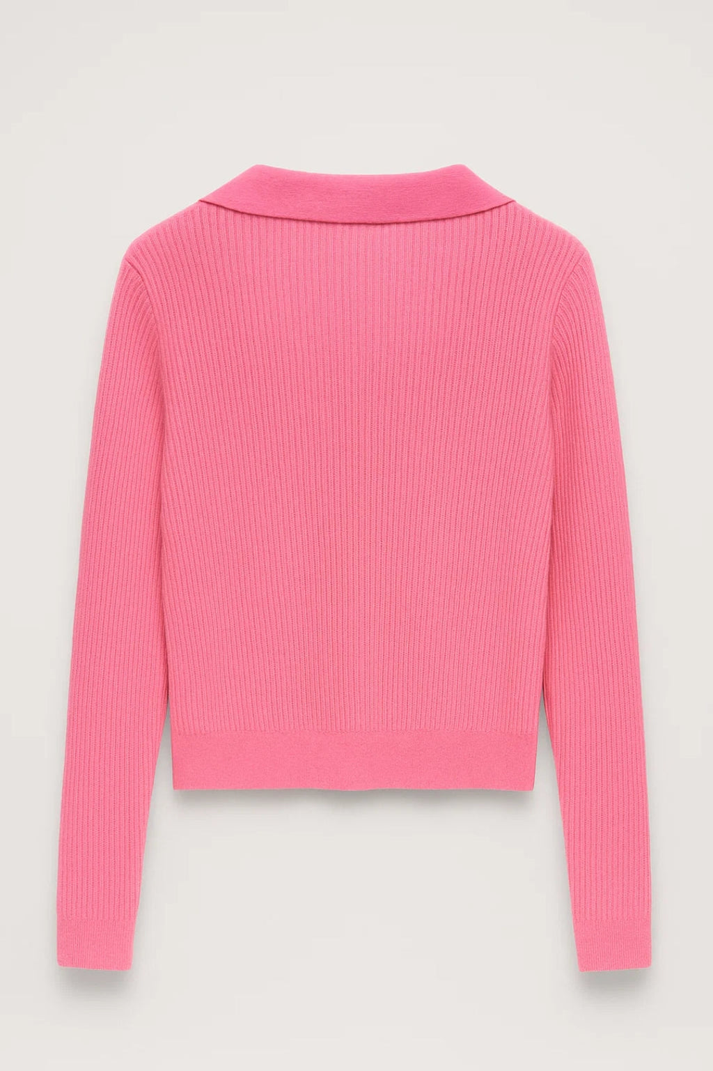 Women’s Ribbed Knit Sweater Collared V Neck Cropped Fit